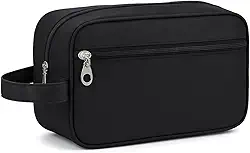 Necessaire Masculina para Viagem Nylon com Alça Lateral Dois Compartimentos Bolsa de Toilette Executiva Organizador Perfumes Shampoo (PRETA)