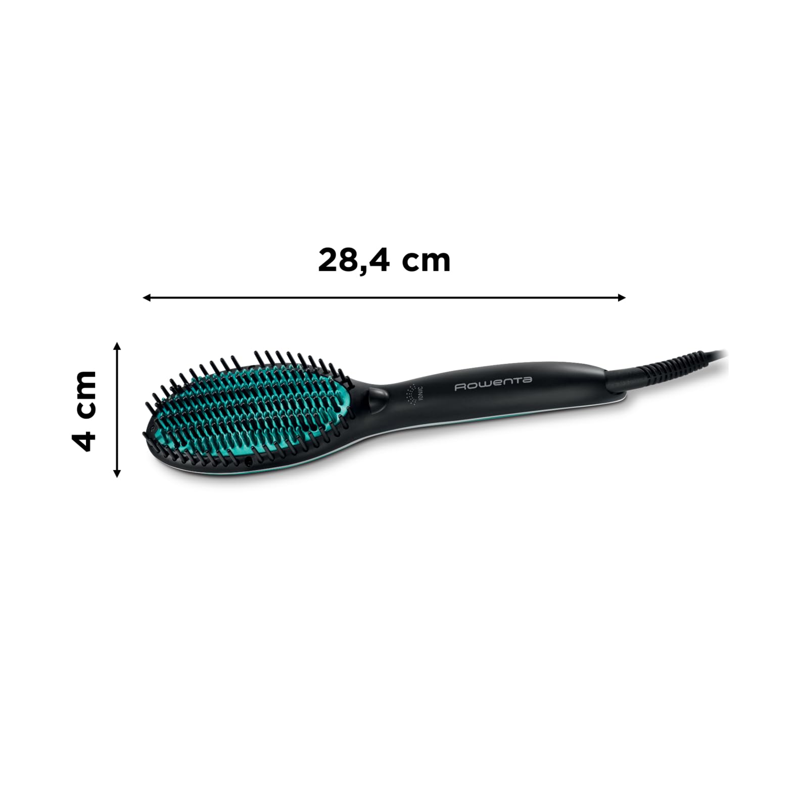 Rowenta CF5820 Power Straight, Spazzola Lisciante, Tempo di Riscaldamento 45 Secondi, Tecnologia in 3 passaggi, Rete con 2 Tipi di setole, Thermo-Control, Nero