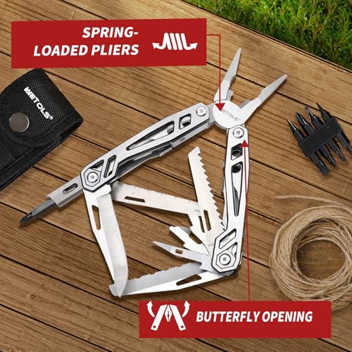 WETOLS Multitool with Pocket Knife, Birthday Gifts for Men Women Mom Dad, 21-in-1 Stainless Steel Pliers with Screwdrivers, Self-locking Multi tools with EDC Sheath, Ideal for Home, Camping, Survival