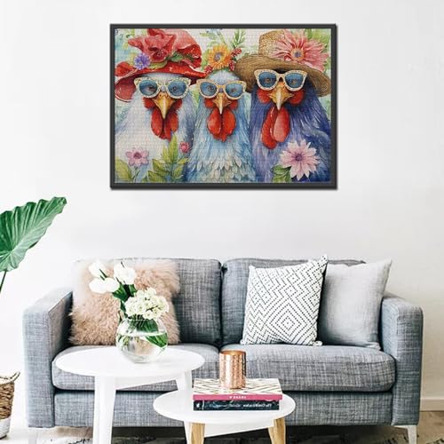Tucocoo Hahn-Puzzles für Erwachsene, 1000 Teile, Tiere, Tropische Blumen, Kunstwerk-Puzzle, 70 x 50 cm, bunt… – Ansicht 3