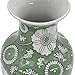Galt International 14” Hand Painted Chinoiserie Ceramic Vase – Antique Style Porcelain Flower Bottle by Galt International, Fishtail Chinese Vase for Home Decor & Centerpiece - Green & White
