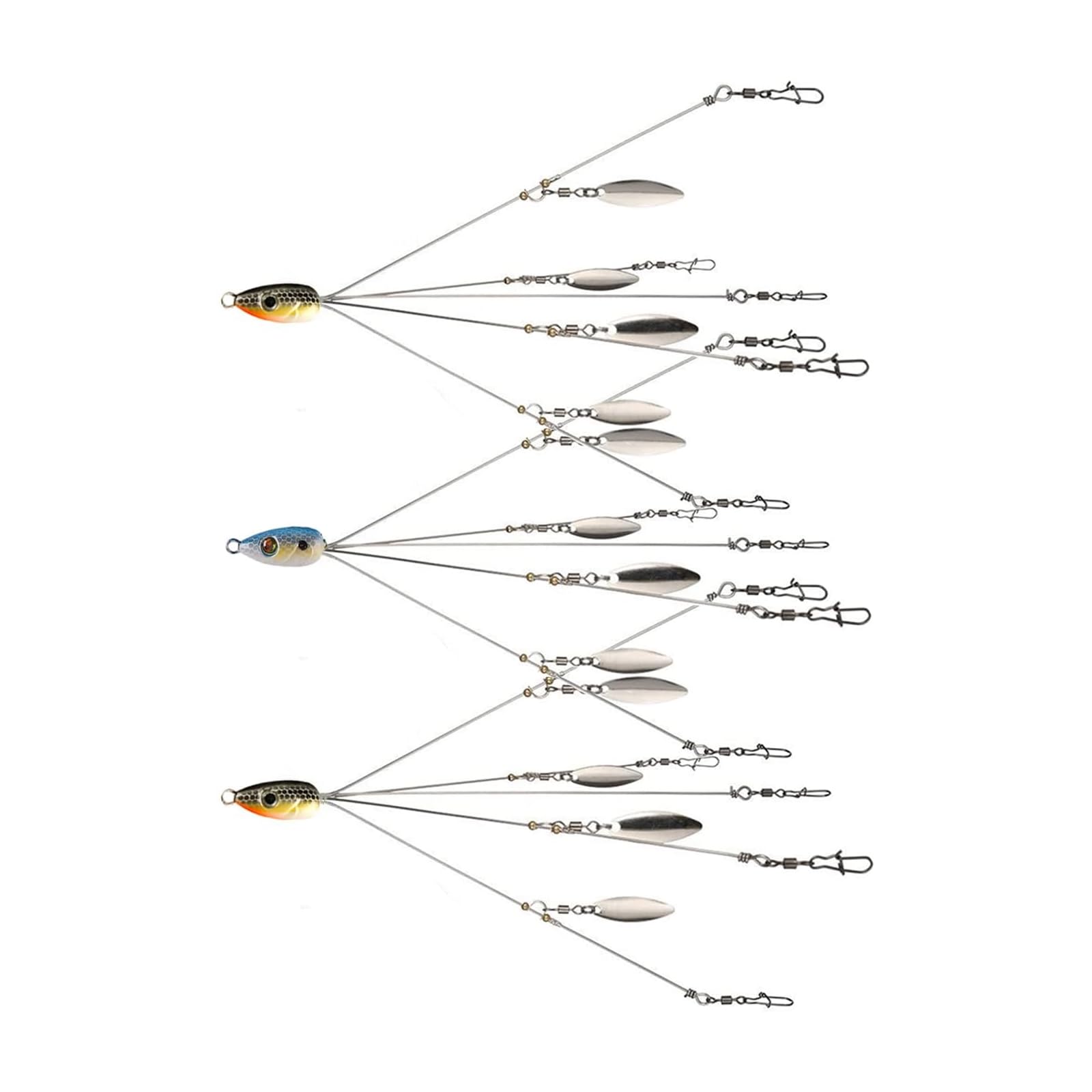 Alabama Rig for Bass Fishing Lure Bait 5 Arms Umbrella A-Rig Swimbait with 4 Willow Leaf Blades for Trout Perch Walleye Freshwater/Saltwater Boat Trolling and More