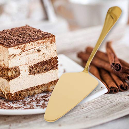 Ymeibe Stainless Steel Cake Server Pack Of 10 Pie Holder Transfer Triangular Spade Spatula Serrated Edge For Pizza Cake Baking Safe In Dishwasher (Gold) #TOP7