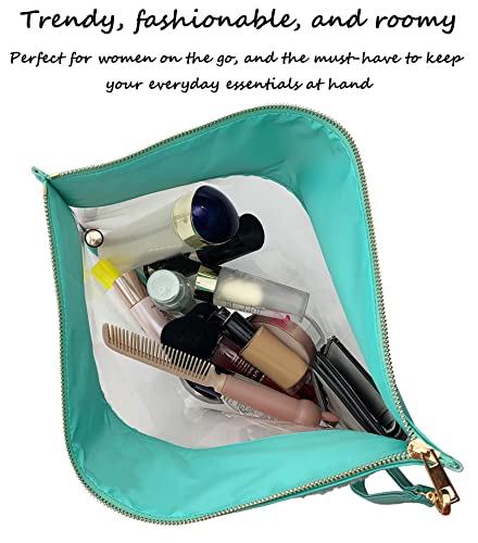 Image of HAIBOLAN Monogram Clear Stadium Purse Bag Chenille Letter Travel Patch Pouch Snack Makeup Wristlet