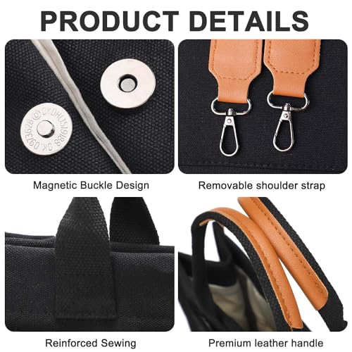 Image of Canvas Tote Bag for Women with Pockets Crossbody Bag Tote Shoulder Handbags Casual Work Bags Everything Tote Bag