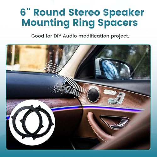 Image of 6 Inch Car Speaker Spacer Ring | Universal 6 inch Woofer Mounting Bracket | Durable ABS Plastic Speaker Adapter for Car Audio | Easy Installation Mounting Ring | Set of 2