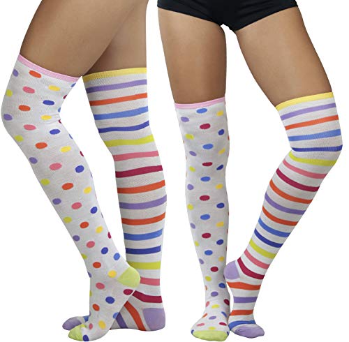 ToBeInStyle Women’s Fun Rainbow Harlequin Polka Dot Acrylic Socks2