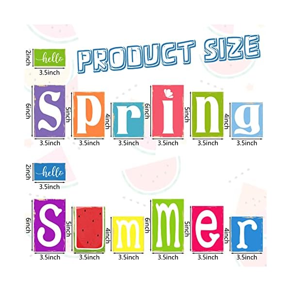   7-Pieces-Summer-Table-Decorations-Summer-Wooden-Sign-Decorations-for-Home-Rustic-Wood-Block-Sign-Tiered-Tray-Decor-for-Kitchen-Shelf-Home-Farmhouse-Seasonal-DecorRustic-Style