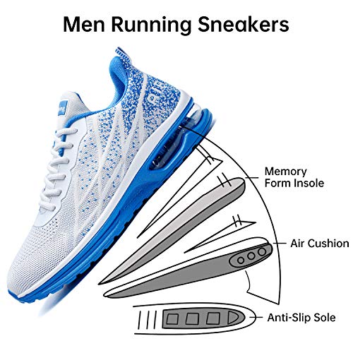 MEHOTO Mens Air Running Sneakers, Men Sport Fitness Gym Jogging Walking Lightweight Shoes, Color Lightblue, Size 10.5