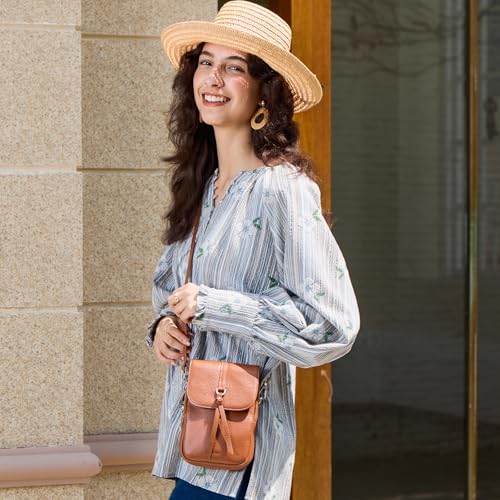 Image of befen Genuine Leather Small Crossbody Bags for Women Cell Phone Purse | Real Leather, RFID Blocking Card Slots, Multi Pockets, Cell Phone Bag, Travel Purse, Anti Theft