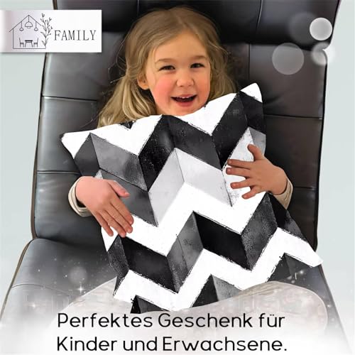 Housse coussin 70x70 cm lot de 4 canapé noir géométrique imperméable en lin