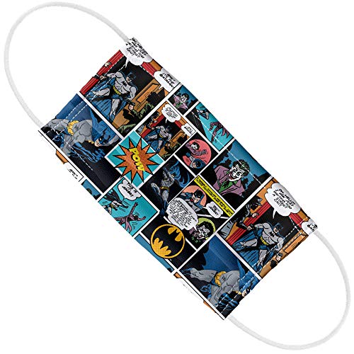 Popfunk Batman Comic Pattern 1-Ply Reusable Face Mask Covering with Adjustable Nose Wire, Unisex