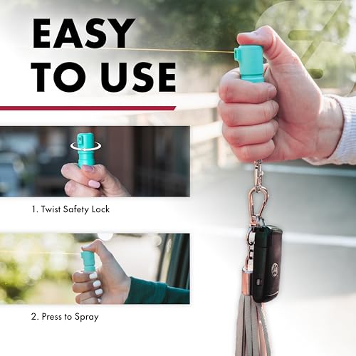 SABRE Mighty Discreet Pepper Spray with Snap-Clip Keychain for Easy Carry, 2X Longer Distance vs Competitors– Up to 12 ft, Compact Discreet Design, UV Marking Dye, Police Strength OC Spray, 0.18 fl oz - Image 5