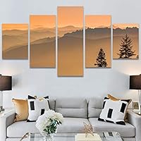SIGNWIN 5 Panel Canvas Wall Art Modern Art Coastal Colorful Multicolor Photography Romantics Sunset for Home Decorations Ready to Hang - 60