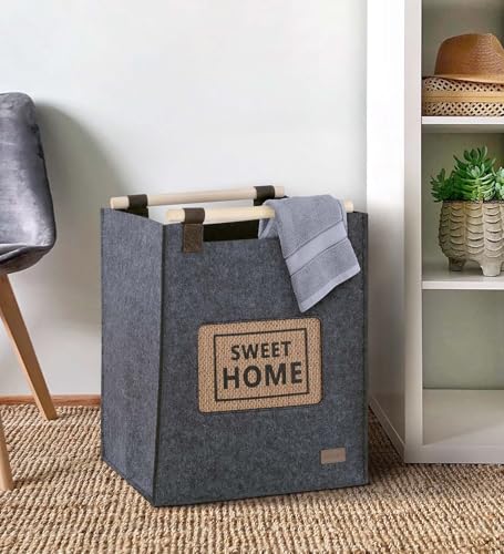 Image of OBSESSIONS Compact and Durable Foldable Laundry Basket ? Maximize Space with a Multi-Storage Design, Easy to Use and Travel-Friendly, Grey Color,Dimensions (W)32 x (L)42 x (H)52 cm