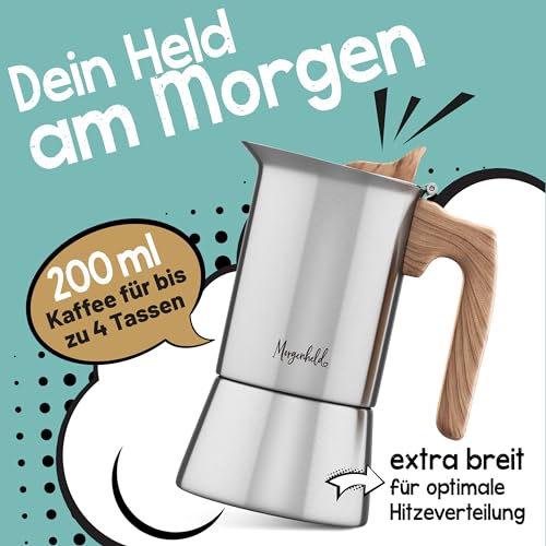 Mokka-Maschine Morgenheld Style Edelstahl Espressokocher für 4 Tassen
