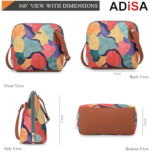 Image of ADISA Women Girls Floral Print Faux Leather Sling Bag Crossbody