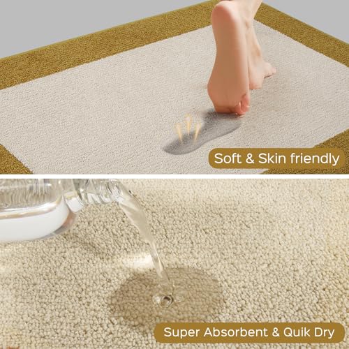 Image of Machine Washable Runner Rugs Set of 2, (24 inch x 36 inch+ 24 inch x 60 inch), Non Slip Kitchen Mats for Floor, Absorbent Entryway Rug for Kitchen, Bedroom, Hallway, Bathroom, Door (Roll Packing)