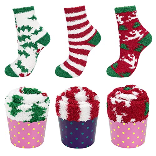 Image of American Trends Womens Christmas Fuzzy Socks Winter Warm Cozy Socks Soft Fluffy Athletic Socks for Women