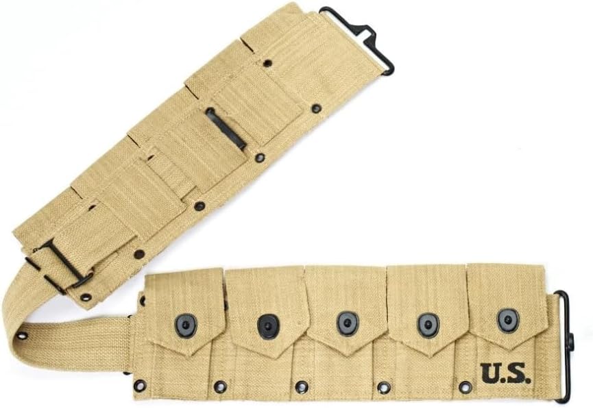 CALYX U.S Army M1923 Rifle Cartridge WWII Springfield M1 Garand 10 Pocket Canvas Ammunition Belt Bandolier