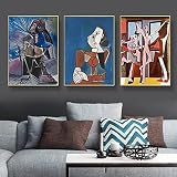 Canvas Prints Picasso Cauchemar abstrait Impression sur Toile Tableau Décoration Murale Salon Moderne 20x30cm(7.9x11.8inch)x3 Frameless