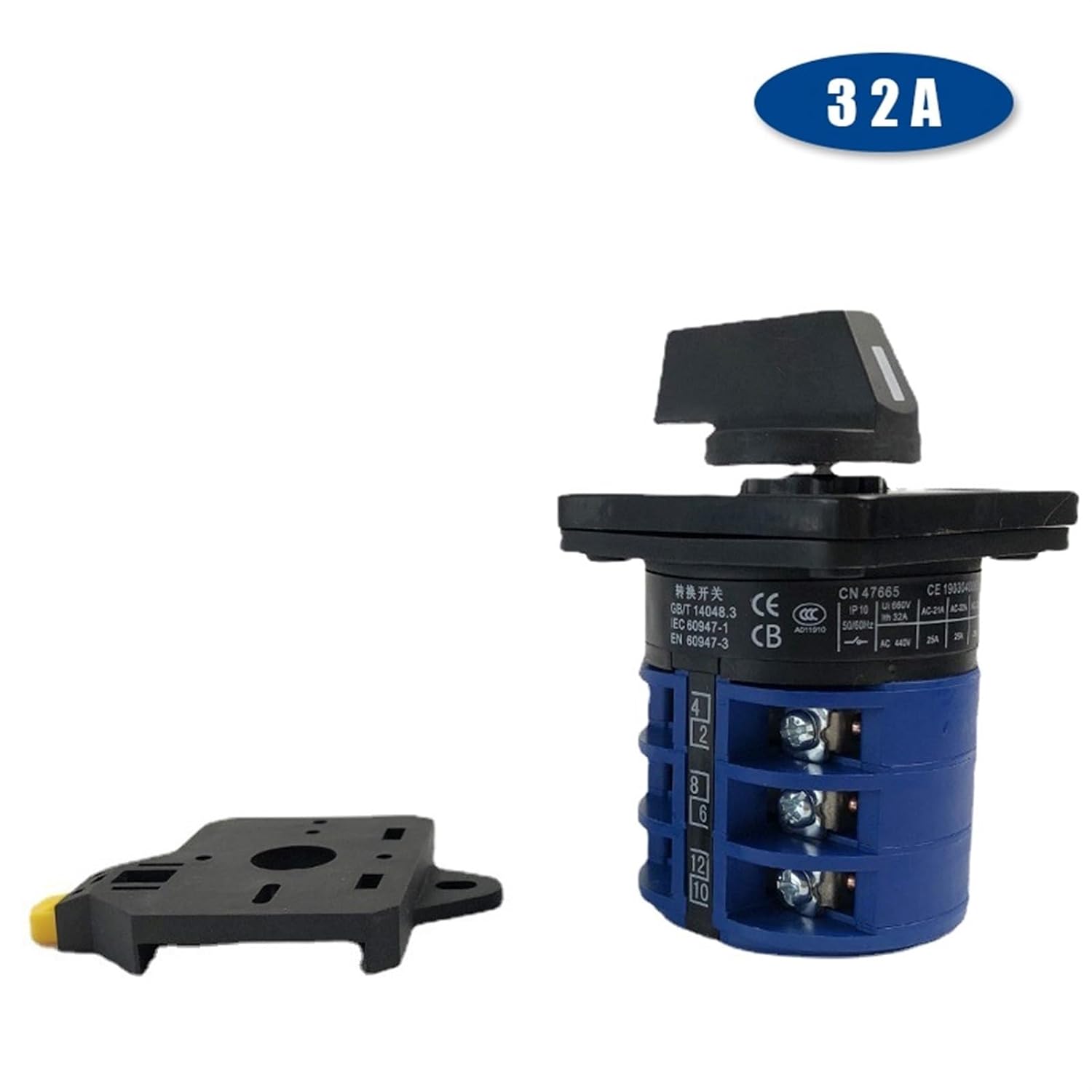 Rotary Cam Switch DIN Rail Mounted 2/3/4/6/7 Position 32A 690V 3 Poles Changeover Gear Selector LW26-32 LW28 YMW26-32/3(0-1 (DIN))
