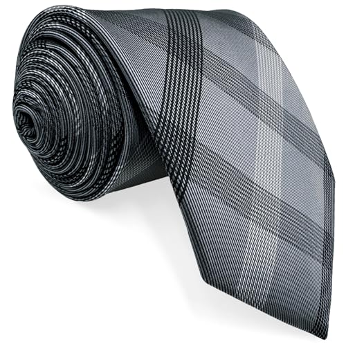 Shlax&Wing Klassisch Geschäftsanzug Herren Seide Krawatte Grau Kariert