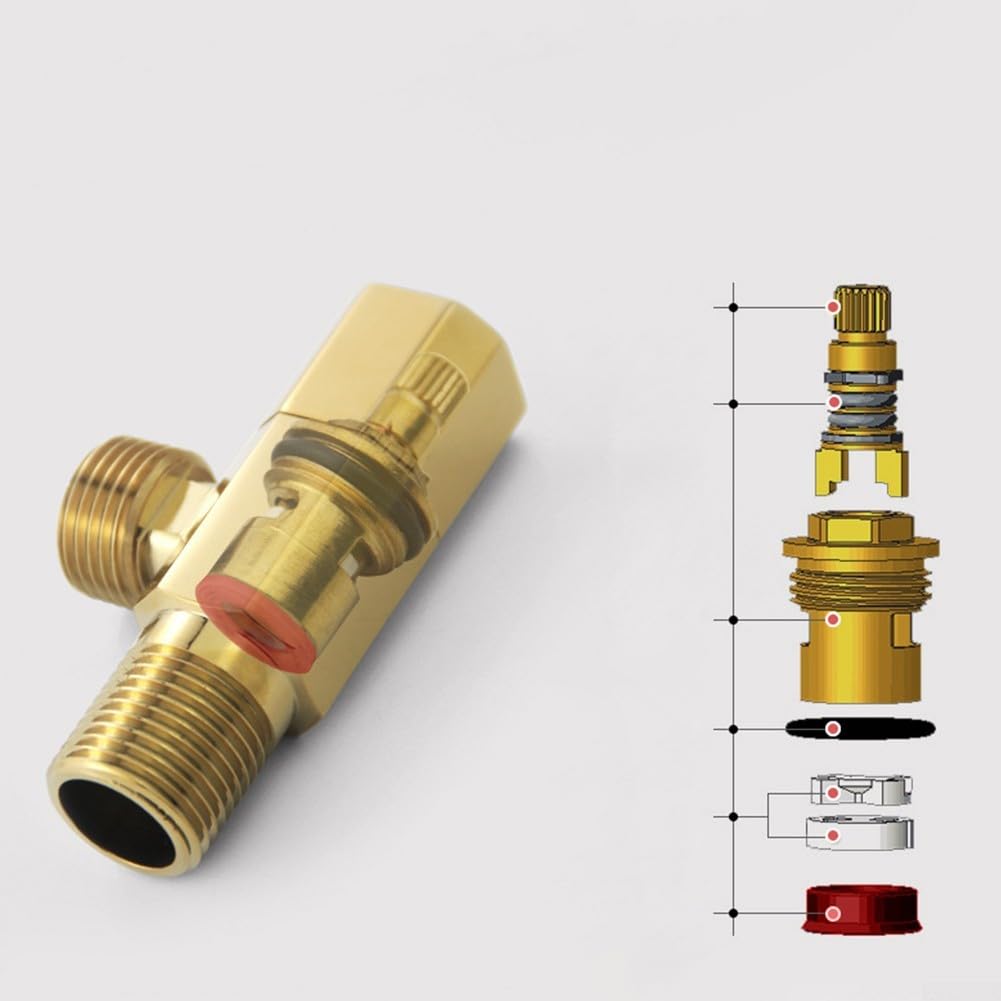 Besttoolifes Valvola di arresto angolare, in ottone, 1/2 "per ingresso NPT × uscita 3/8", maniglia a quarto di giro per bagno, cucina e WC controllo dell'acqua