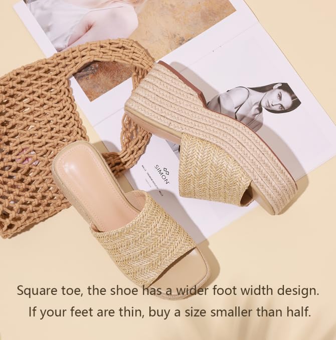 Platform Slip on Espadrille Sandals for Women Summer Wedges Slides -Flatform, Open Toe, Bohemia, Beach, Wedding2
