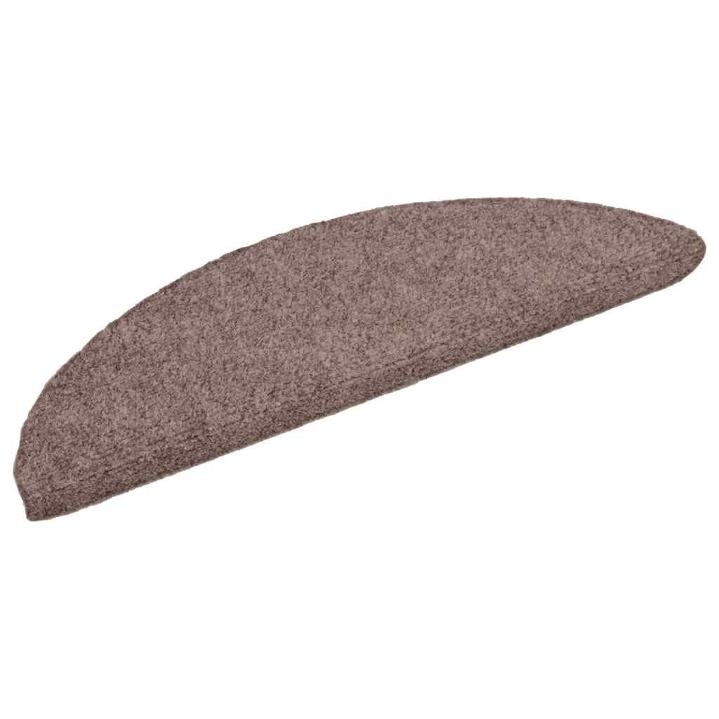 Lot de 5 tapis d'escalier autocollants, 56 x 17 x 3 cm, marron clair, semi-circulaire, en non-tissé aiguilleté, antidérapant et lavable, tapis d'escalier pour bois, avec protection contre les