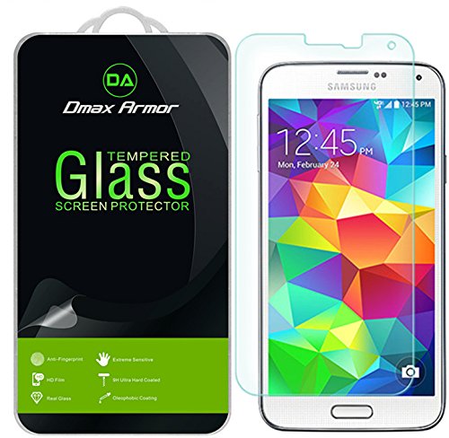 [2-Pack] Dmax Armor for Samsung Galaxy S5 Screen Protector, [Tempered Glass] 0.3mm 9H Hardness, Anti-Scratch, Anti-Fingerprint, Bubble Free, Ultra-Clear