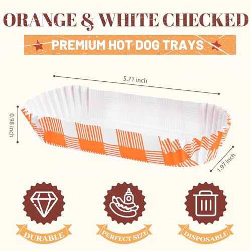 Ocmoiy 300 Pcs Paper Hot Dog Trays Disposable for Party and BBQ, Food Serving Hot Dog Holders Hotdog Boats 6 Inch Small Fluted Paper Food Trays - Thumbnail 2
