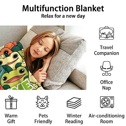 Custom Frog Throw Blanket for Teen - 50x60 Inches Throw Size - Soft Fluffy Cozy Blankets Gift - Colorful Novelty Blanket Throws for Living Room Decorative