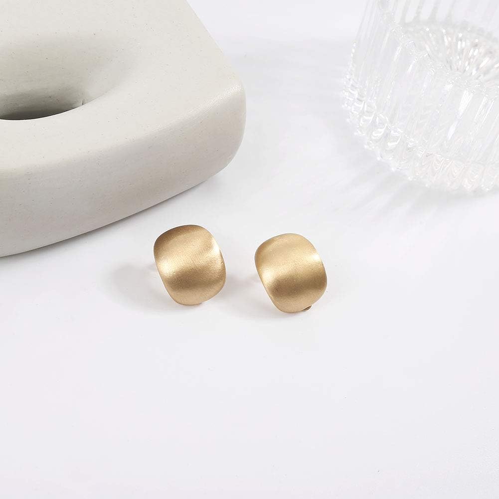 Matte Gold and Silver Clip On Earrings For Women Geometric Square Casual Fashion Not Pierced Earrings Jewelry - Image 3