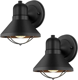 ARPENTER Outdoor Wall Light Fixtures, 2-Pack Wall Sconce in Powder Coated Finish for Front Porch, House, Garage, Rentals, Playhouse (Black)