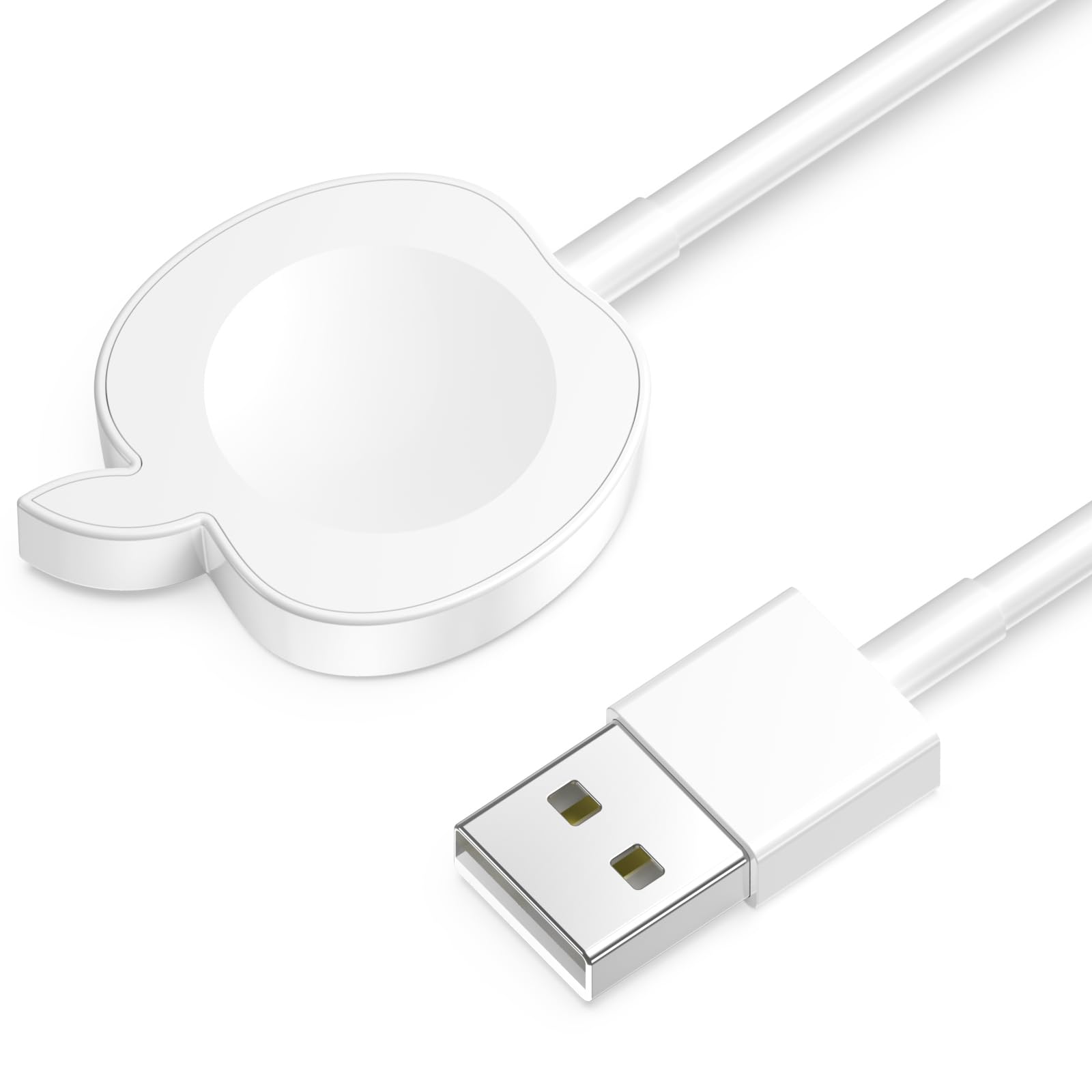 View 1 of ???? ???????? for Apple Watch Charger USB Magnetic Fast iWatch Charger Portable Apple Shaped Gift Compatible with iWatch Series 11/10/9/8/7/6/SE/SE2/5/4/3/2,Ultra/SE-White