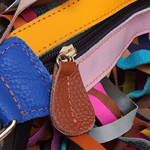 Bolso multicolor de cuero genuino para mujer miniatura 2