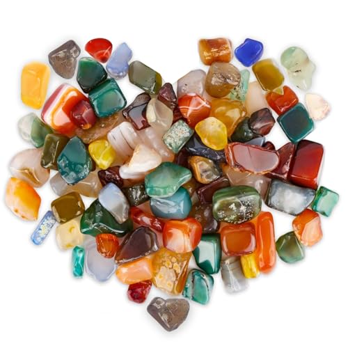 Jisrcha 200g Edelsteine für Kinder, Achat Edelsteine Halbedelsteine Perlen 11mm-13mm Trommelsteine Edelstein Halbedelstein Ideal for Children's Birthday, Treasure Hunt, Decoration, Healing Stones