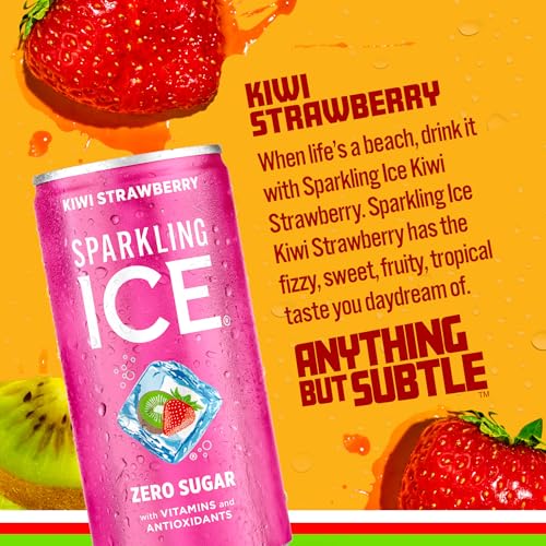 Image of Sparkling Ice Kiwi Strawberry Sparkling Water, with Antioxidants and Vitamins, Zero Sugar, 7.5 fl oz Mini Cans (Pack Of 30)