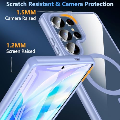Image of DIZORO Samsung S25 Ultra Case,Compatible with Mag Safe, Non Yellow Military-Grade Drop Protection & Hard PC Back Cover Slim Transparent Anti-Scratch Shockproof Phone Case (Official Blue NEW)