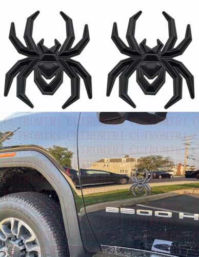 Image of 2Pcs Custom Spider Emblems Left Right Car Badge for Universal Car Body Motorcycle SUV Widow Door Edition Decoration (Matte Black)