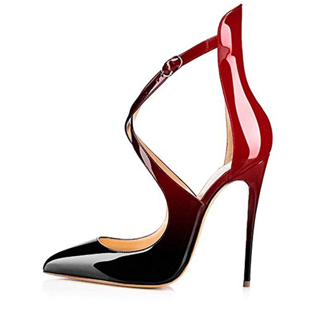 onlymakerheels Closed Pointed Toe Stiletto Heel Criss-Cross Ankle Straps Pumps