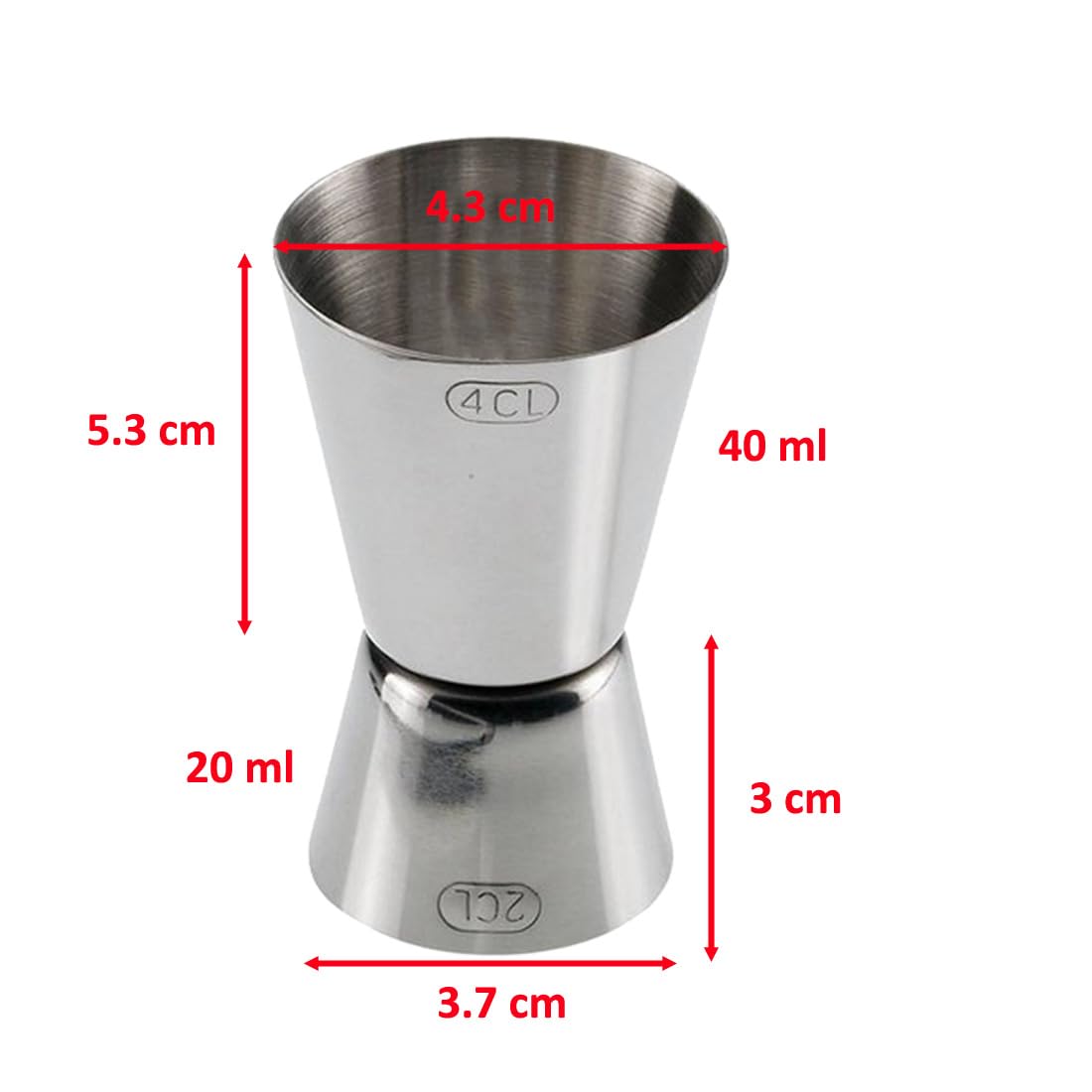 Misurino Jigger Da Bar In Acciaio Inox 304 - Doppia Testa 50/25 Ml - Per Cocktail, Hotel E KTV