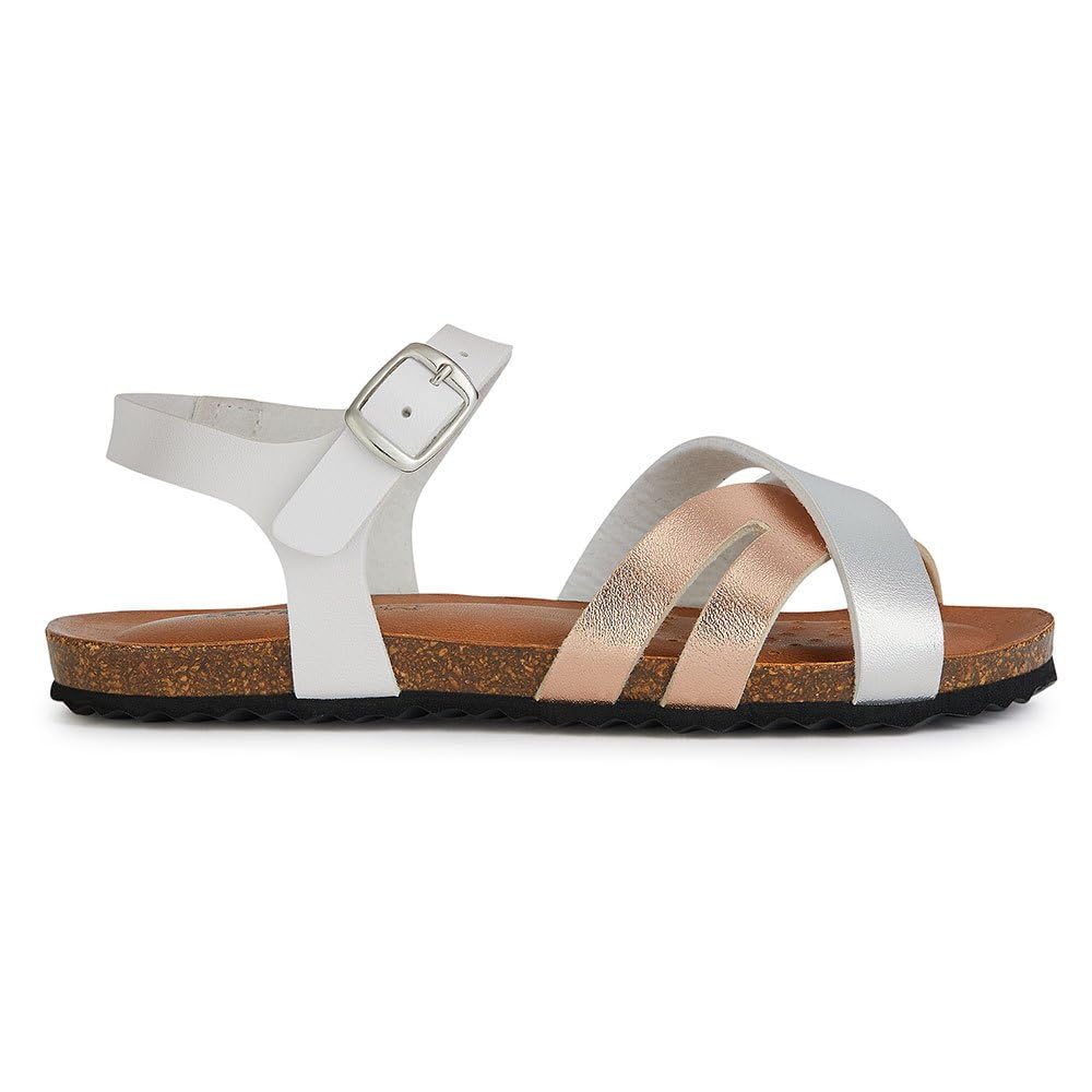 Geox Girls J Chilene Gir Sandal, White Rose Gold, 7 UK Child