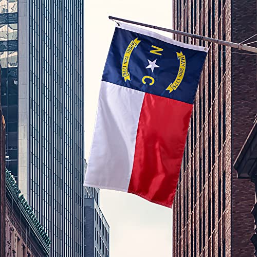 Vicdria North Carolina State Flag 5X8 Ft, Deluxe Embroidered Heavy Duty Nylon Durable Nc Outside Flags, Indoor/Outdoor, Sewn Stripes And Brass Grommets #TOP6