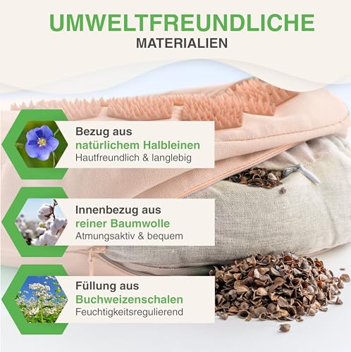 Coussin de nuque acupression lin sarrasin BACKLAxx oreiller cervical - 4