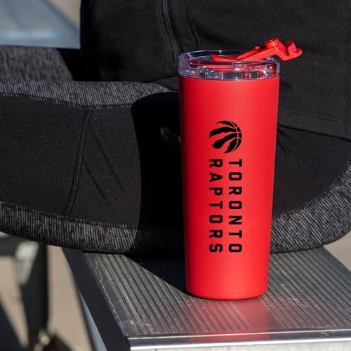 Image of Rico Industries NBA Basketball Toronto Raptors Red 24oz Stainless Steel Tumbler with Lid and Dual Functioning Lid