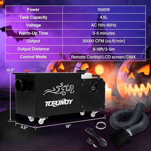 Máquina de humo bajo con tubo, 1500W, control inalámbrico y DMX 512 miniatura 7