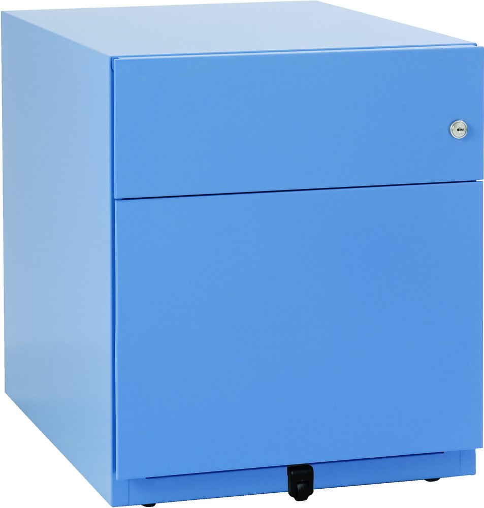 Cajonera con ruedas BISLEY azul 605 de 56,5 cm de altura con archivador para carpetas