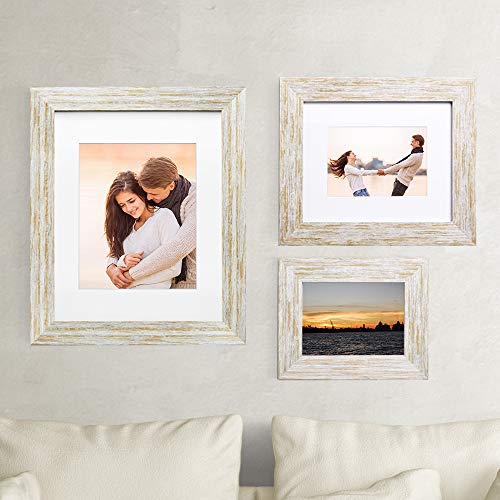 Lavie Home 5X7 Picture Frames (3 Packs, White Golden Finish) With Real Glass, Wall Or Tabletop Display Pictures 4X6 With Mat Or 5X7 Without Mat, French Country Style Perfect For Home Decor #TOP7